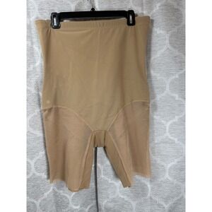 HONEYLOVE Shapewear High Waist Mid-Thigh Bodysuit Short 2X Beige Shaping Panties